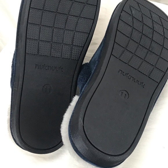 Men’s NukNuuk Navy Blue Suede Slippers Sz 11 - Picture 4 of 5